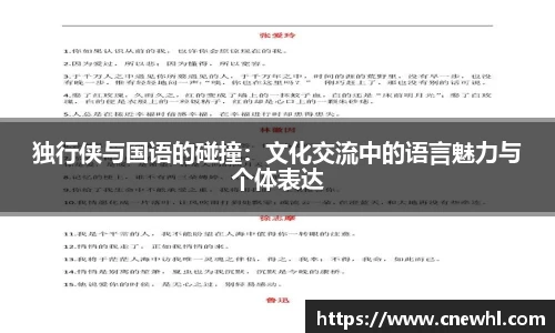 今年会独行侠与国语的碰撞：文化交流中的语言魅力与个体表达